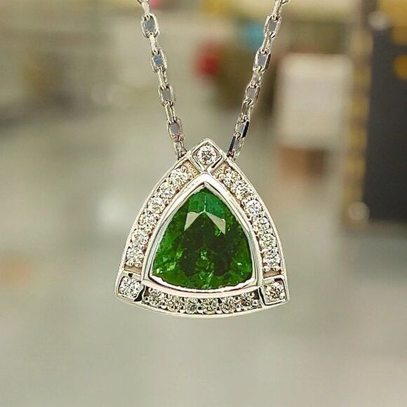 Natural Tourmaline Diamond Pendant Necklace 17" 14k WG 2.49 TCW Certified 308485 - Picture 10 of 16